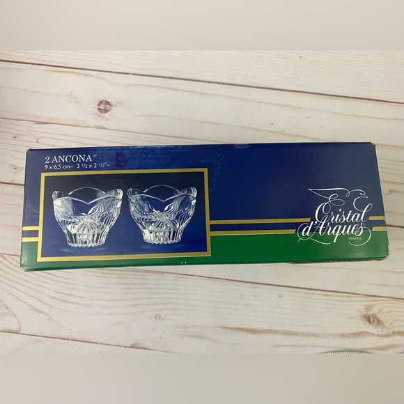 2 Cristal d' Arques France Ancona Crystal Glass Votive Taper Candle Holders Box - Picture 2 of 9